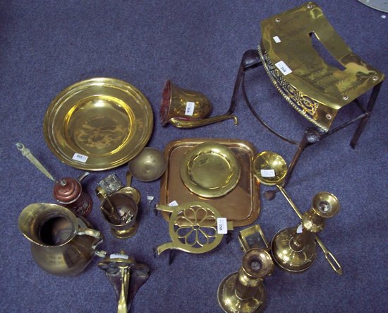 Appraisal: A Georgian brass footman and other brass