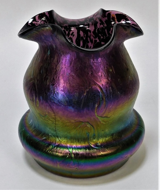 Appraisal: LOETZ IRIDIZED OIL SPILL BOHEMIAN ART GLASS VASE Austria th