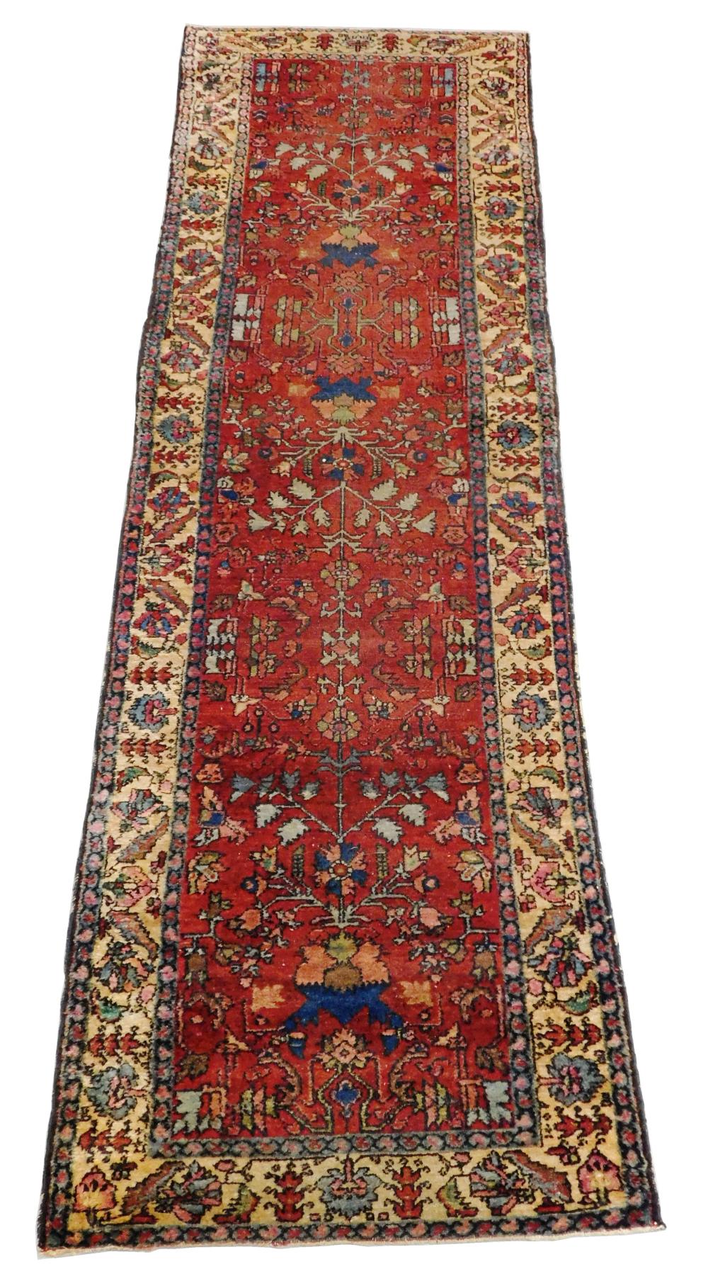 Appraisal: RUG Antique Persian Senna Malayer runner ' x ' ruby