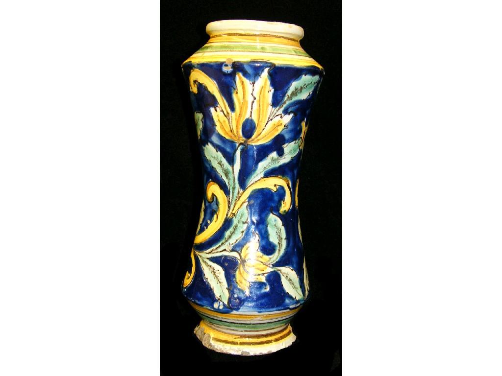 Appraisal: th th century Italian Majolica Alborelli waisted apothecary jar with