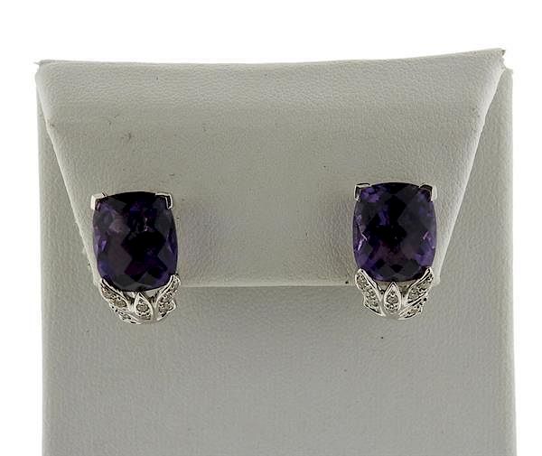 Appraisal: K Gold Amethyst Diamond Earrings METAL K gold GEMSTONES amethyst