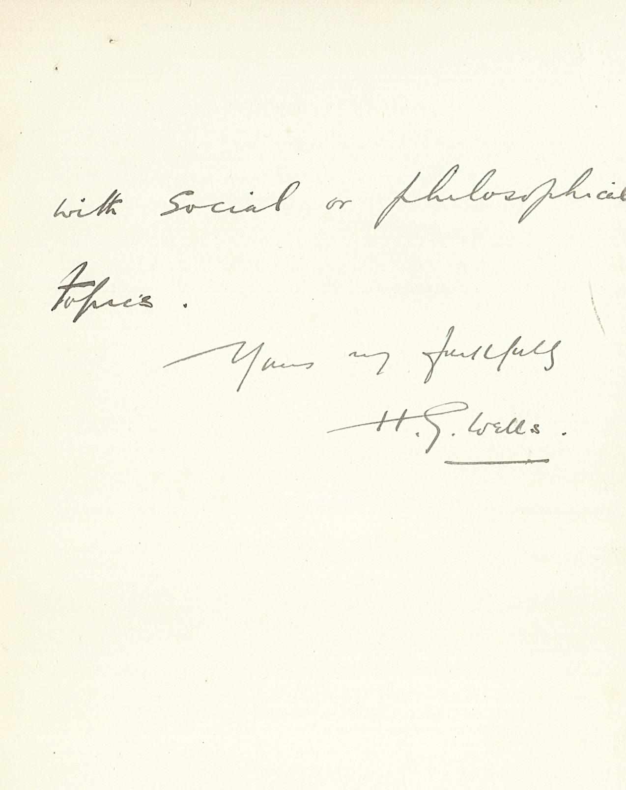 Appraisal: WELLS H G - Autograph Letter Signed ''H G Wells''