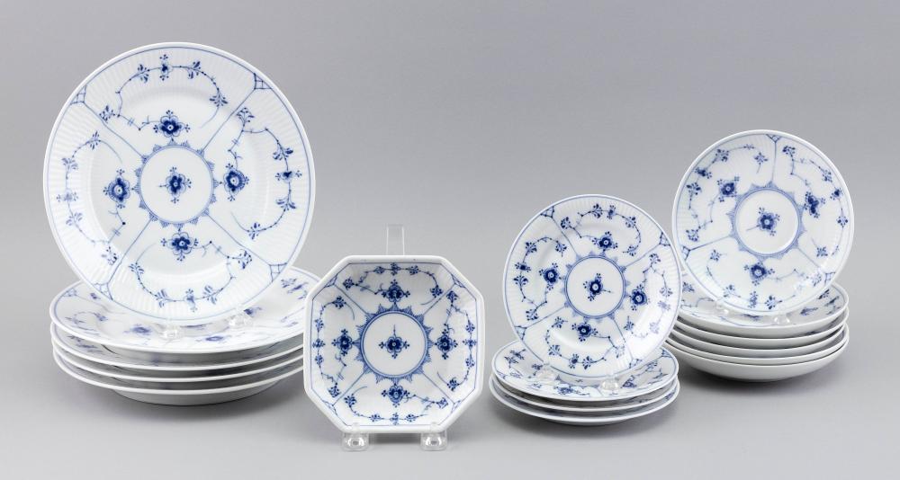 Appraisal: SIXTEEN ROYAL COPENHAGEN BLUE FLUTE PORCELAIN PLATESSIXTEEN ROYAL COPENHAGEN BLUE