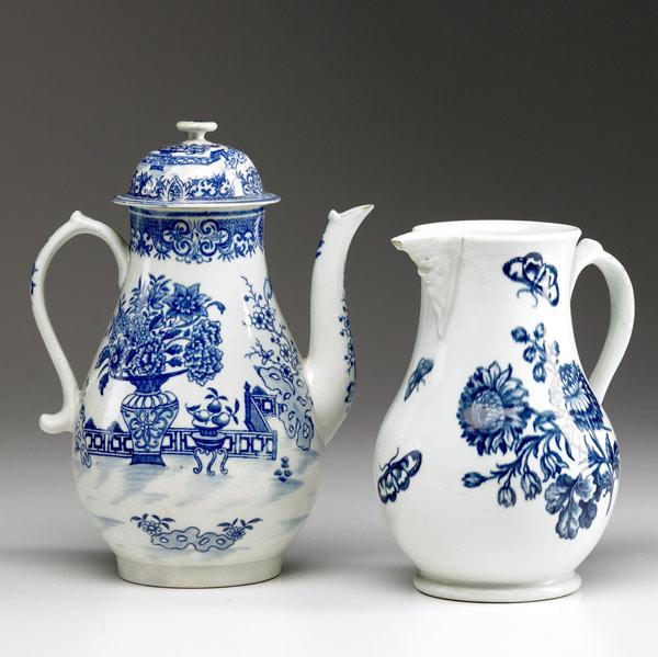 Appraisal: WORCESTER Dr Wall teapot together with a Disguised Mask pitcher