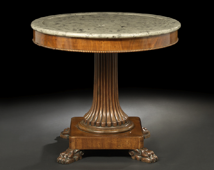 Appraisal: Louis-Philippe Mahogany and Marble-Top Center Table second quarter th century