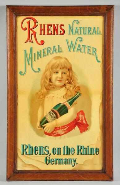 Appraisal: Cardboard Rhens Natural Mineral Water Sign Description Beautiful image of