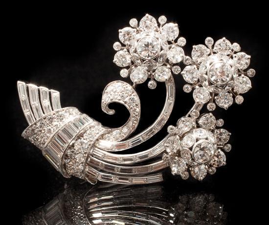 Appraisal: Tiffany Co Art Deco diamond brooch modeled as a bouquet