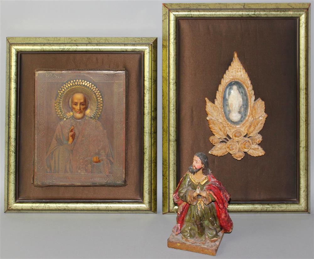 Appraisal: THREE CHRISTIAN ITEMS the first of the Virgin Mary as