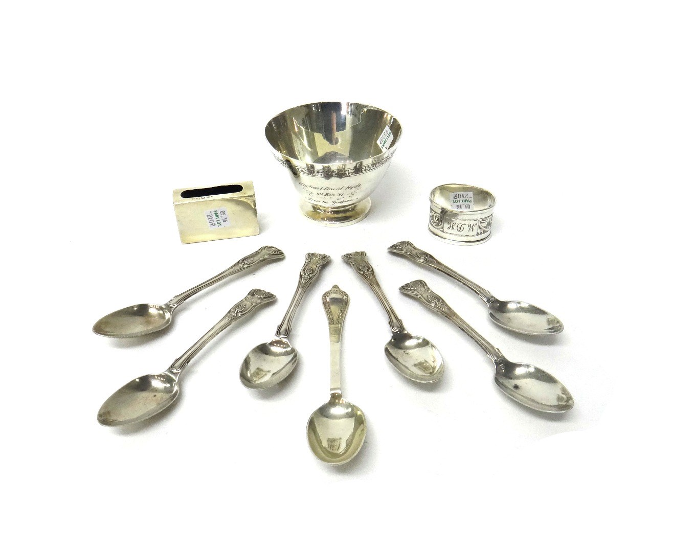 Appraisal: Silver comprising a christening bowl and spoon the bowl presentation