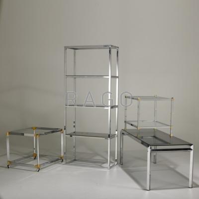 Appraisal: MODERN Four pieces etagere coffee table and two sofa tables