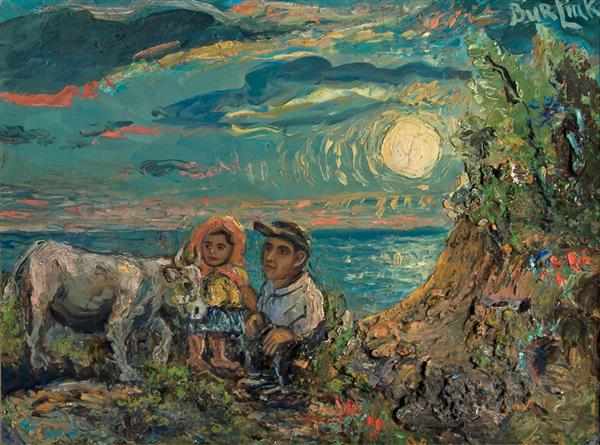 Appraisal: DAVID BURLIUK Russian American - Under the Moon oil on