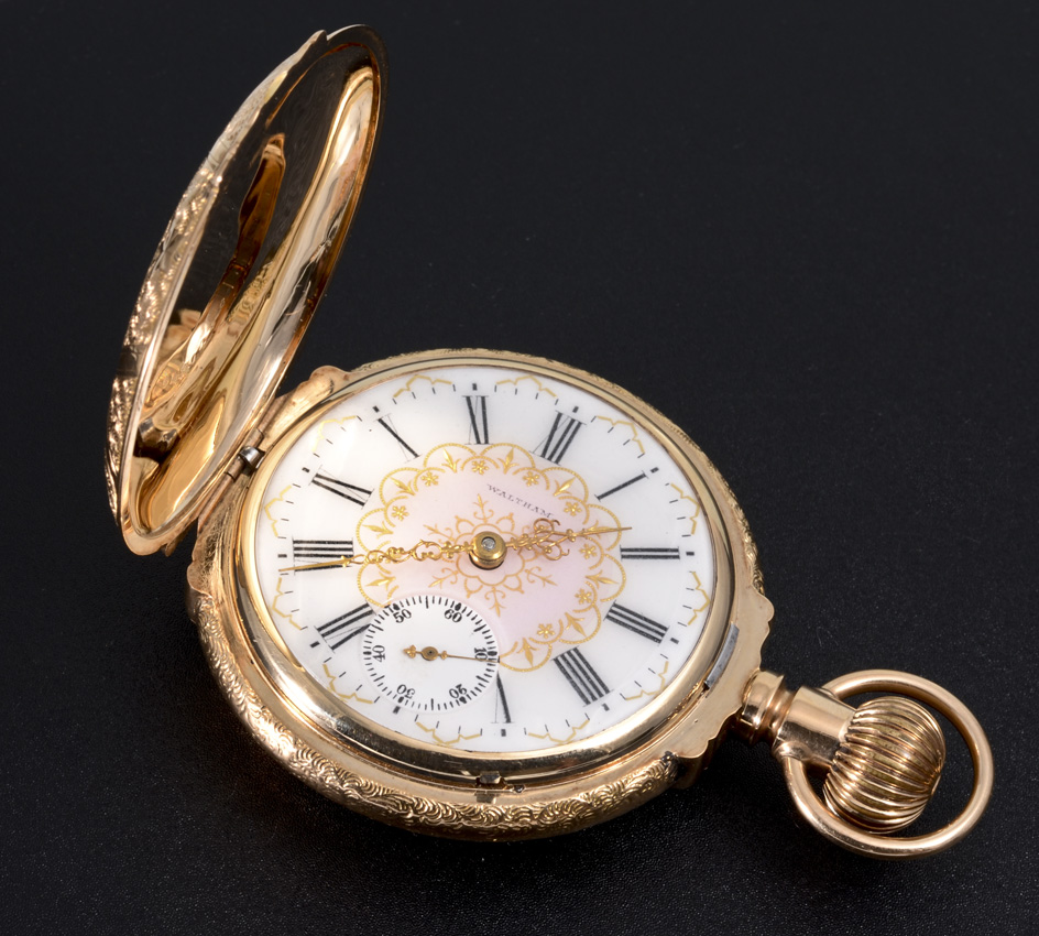 Appraisal: K MULTI COLOR GOLD WALTHAM HUNTER CASE POCKET WATCH Circa