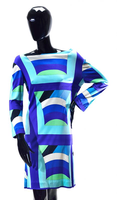 Appraisal: A 'S PUCCI SHIFT DRESS Silk long sleeved jersey geometric