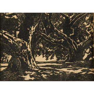 Appraisal: William S Rice Woodblock Print Framed woodblock print Forest Primeral