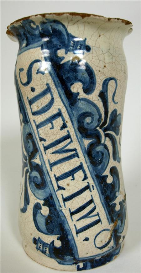 Appraisal: A late th early th century Spanish Talavera maiolica albarello