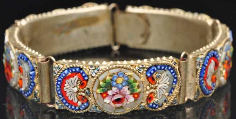 Appraisal: Silver Bracelet with Italian Mosaic Pattern Condition Excellent Size -