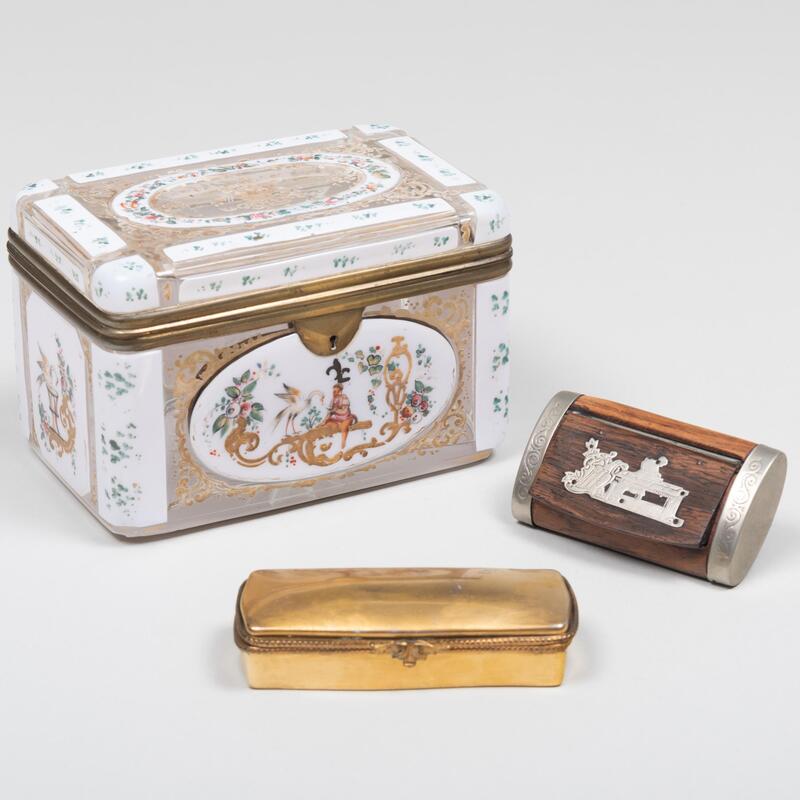 Appraisal: Group of Continental Boxes Comprising A cased and enameled glass