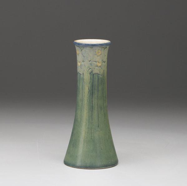 Appraisal: NEWCOMB COLLEGE Transitional tapering vase by Sadie Irvine with paperwhites