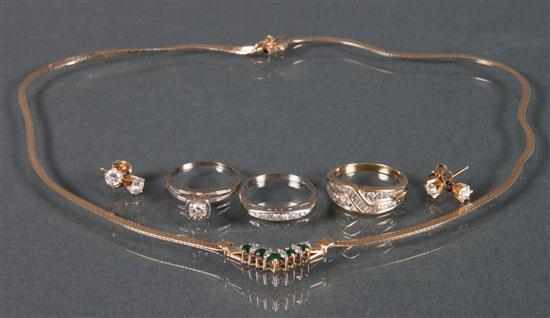 Appraisal: Group of gold and diamond jewelry including K white gold