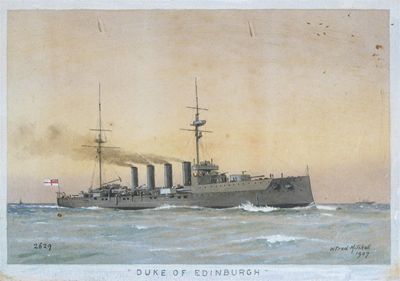 Appraisal: William Frederick Mitchell - HMS Duke of Edinburgh HMS Hogue