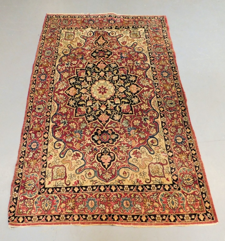 Appraisal: MIDDLE EASTERN BOTANICAL CARPET RUG Middle East th CenturyNavy red