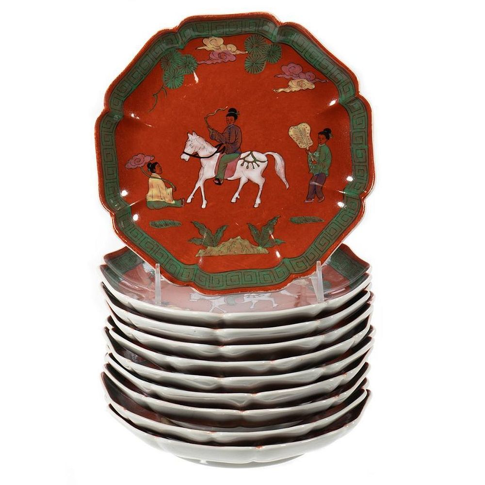 Appraisal: Overjoy Hong Kong Bowls Vintage hand painted plates set of