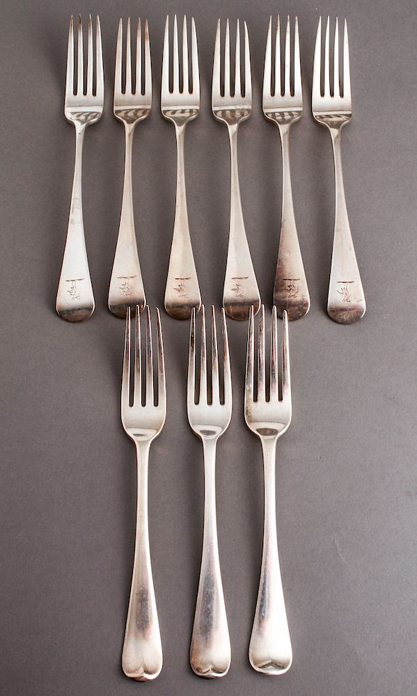 Appraisal: English Sterling Silver Dinner Forks Group of English hallmarked sterling