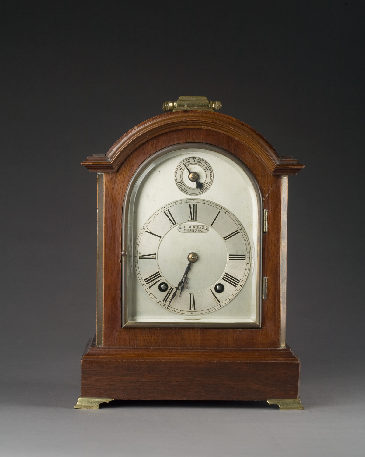 Appraisal: GEORGE III STYLE MAHOGANY AND BRASS BRACKET CLOCK RETAILED BY