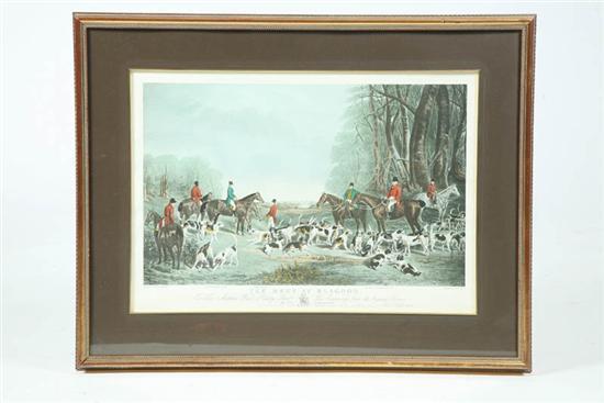 Appraisal: COLORED ENGRAVING The meet at Blagdon After J W Snow