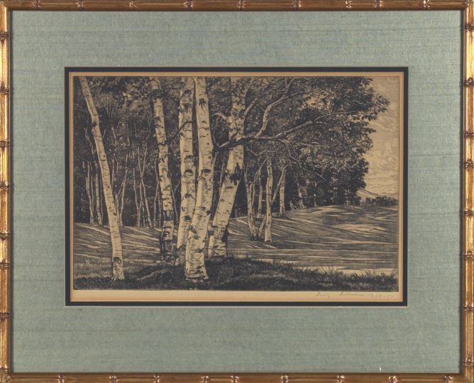 Appraisal: Luigi Lucioni Italian American - Birches etching - x signed