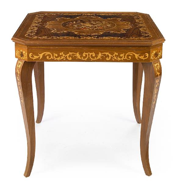 Appraisal: A Continental Rococo style marquetry inlaid games table height in