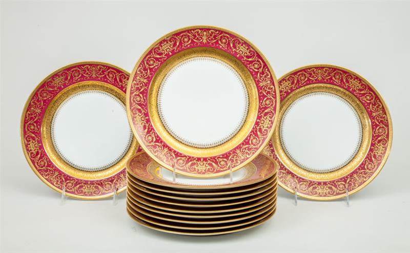 Appraisal: Set of Twelve Limoges Porcelain Plates in Provenance Ovington's New