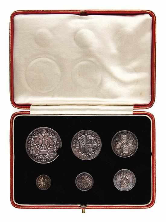 Appraisal: British coin set in leather case crown half crown florin