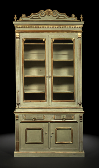 Appraisal: Attractive Northern European Pale Green-Painted and Parcel-Gilt Wooden Cabinet third