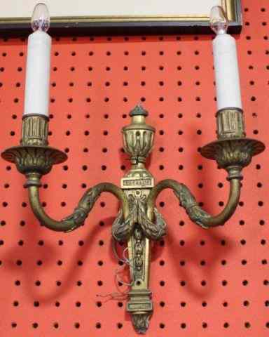 Appraisal: Bronze Sconces From an Old Brookville NY estate Dimensions ''