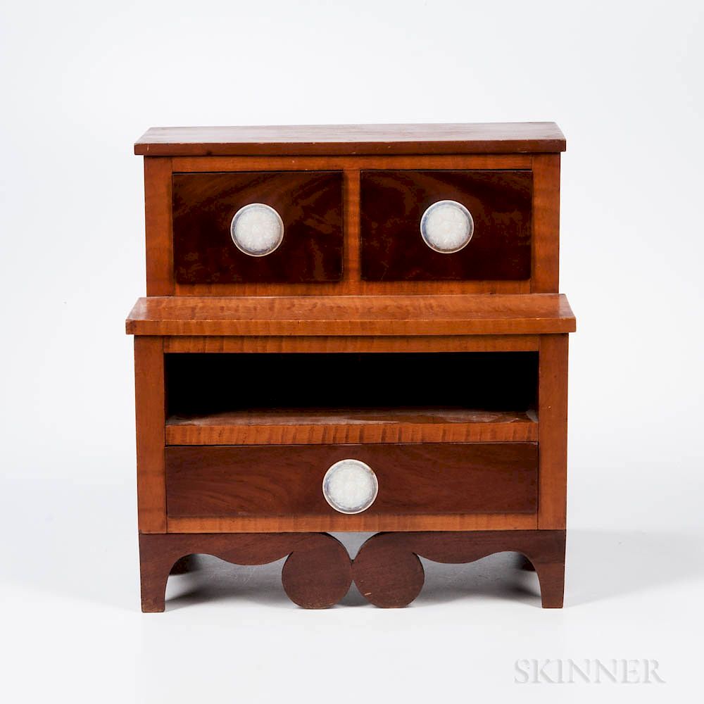 Appraisal: Cherry and Tiger Maple Sewing Box Cherry and Tiger Maple