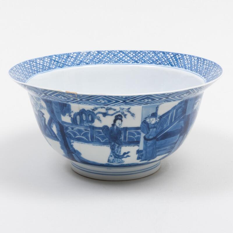 Appraisal: Chinese Blue and White Porcelain Bowl Blue painted mark x