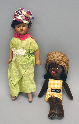 Appraisal: Pair of black dolls Unis France painted bisque Island lady