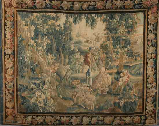 Appraisal: LARGE FRENCH TAPESTRY PANEL th century Worked in polychrome wool