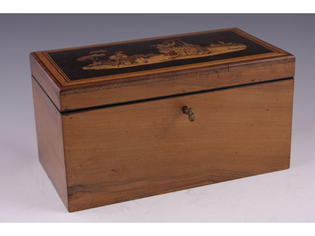 Appraisal: English Tea Caddy th c satinwood and ebonized wood with