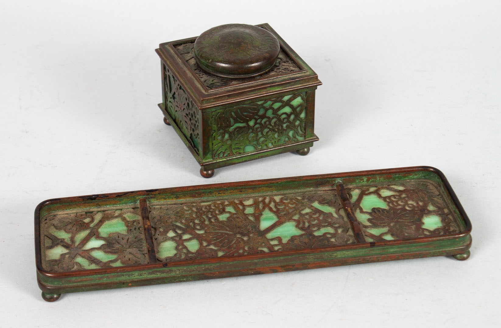 Appraisal: Two Tiffany Grapevine desk items first quarter- th century patinated