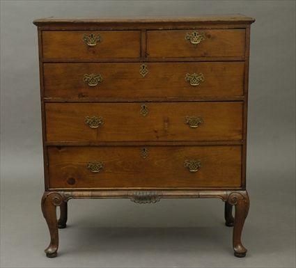 Appraisal: Federal Poplar Chest of Drawers on Later George I-Style Walnut