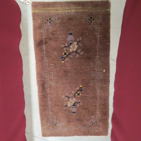 Appraisal: Chinese Art Deco Handmade Rug floral on brown ' x