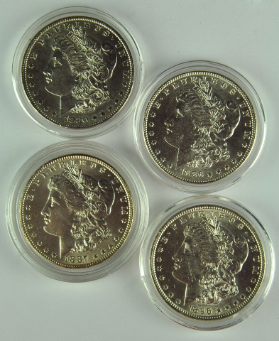 Appraisal: Four Uncirculated Morgan DollarsDates are and