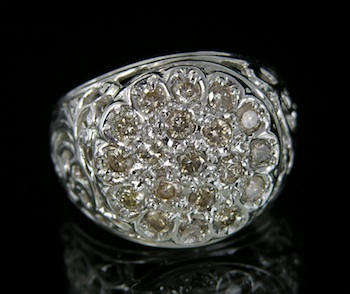 Appraisal: A Diamond Cluster Ring in White Gold white gold ring