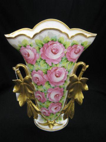 Appraisal: Old Paris Porcelain Vase overall rose decor gold figural vine