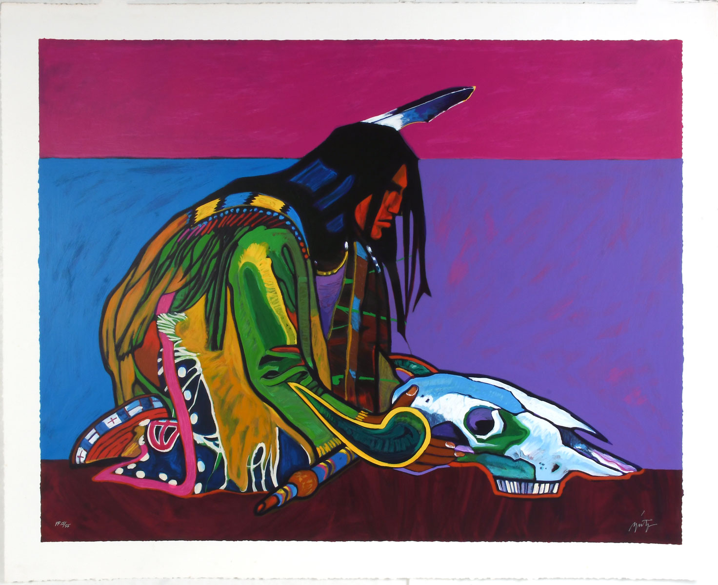 Appraisal: NIETO John W American - ''Prayer for the Buffalo'' Printer's