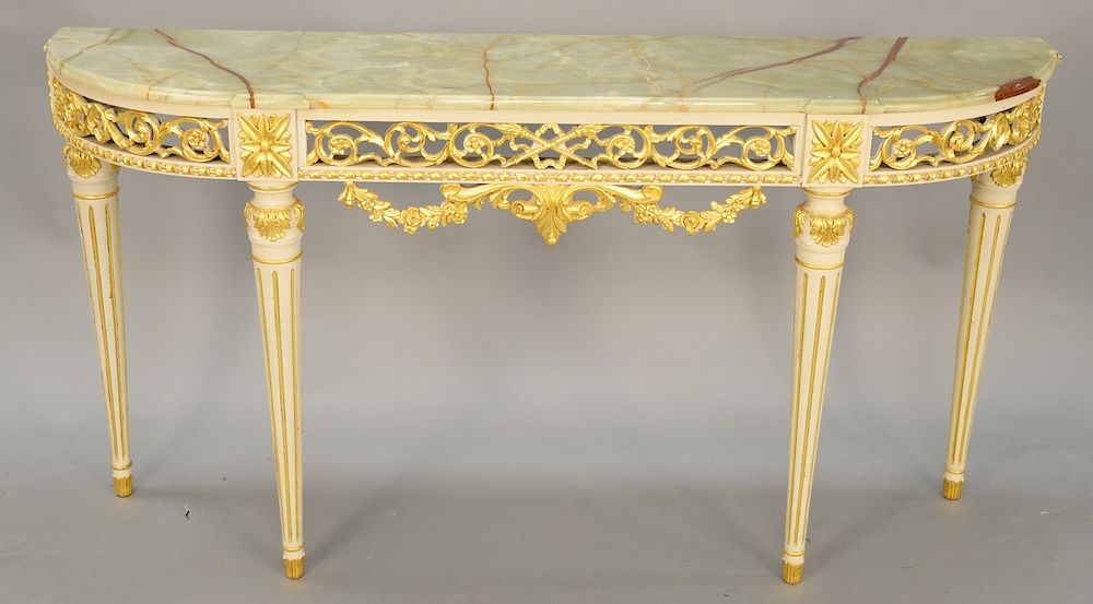 Appraisal: Louis XVI style hall table with onyx top height inches