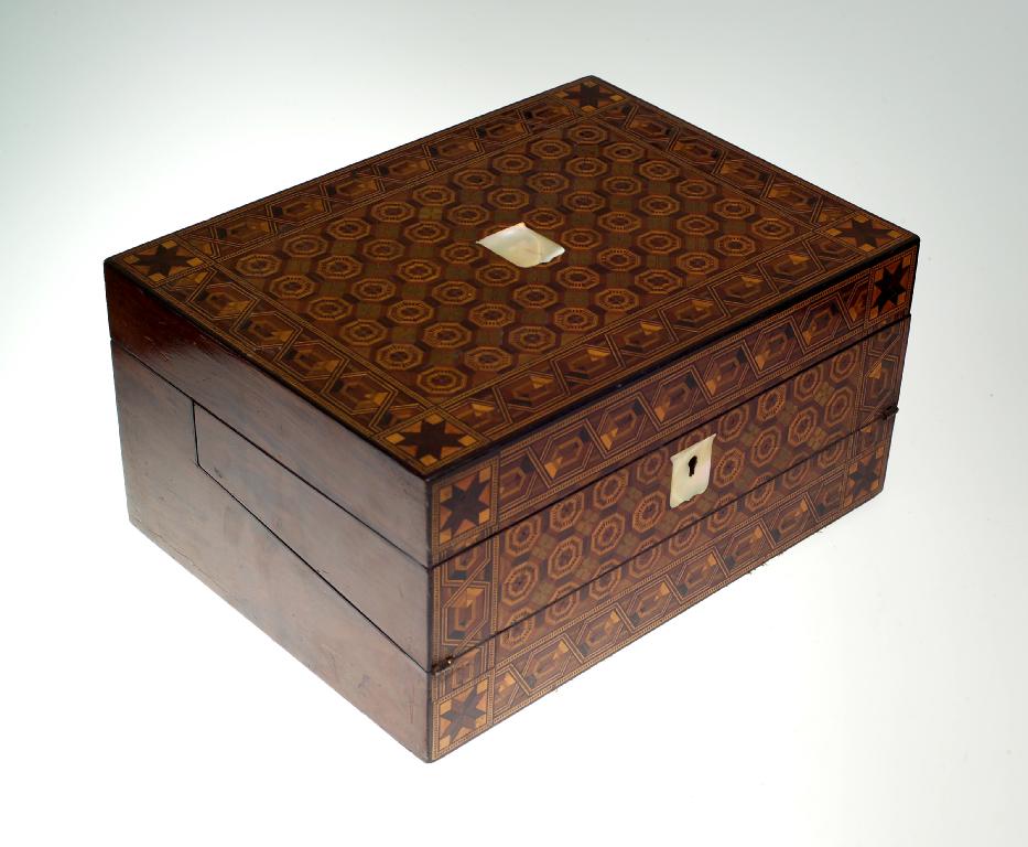 Appraisal: GOOD th CENTURY PARQUETRY WRITING SLOPE the mahogany case profusely