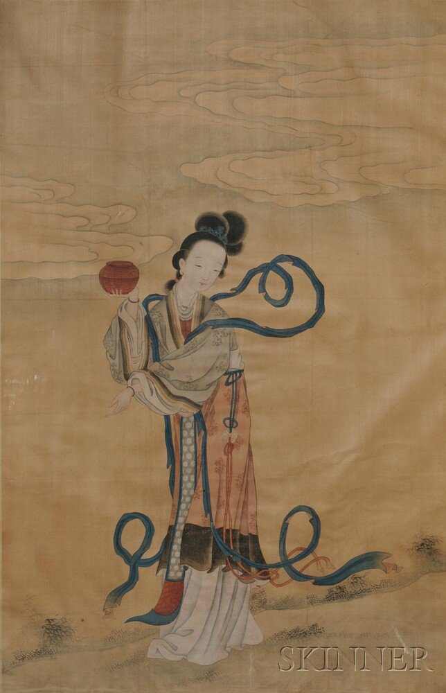 Appraisal: Framed Painting of a Woman China ink and color on